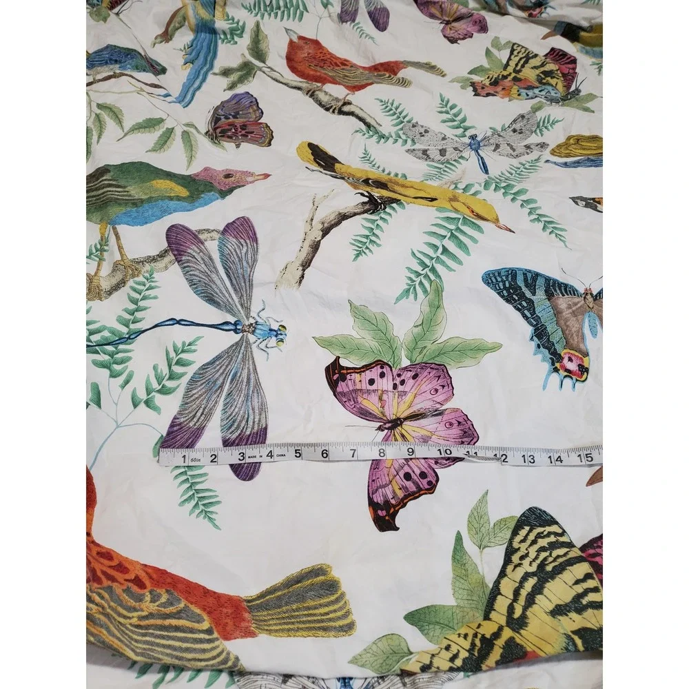 Pottery Barn Spring Fauna Bird Print Percale Full Queen Duvet 2 Regular Sham